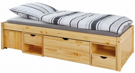 Študentská posteľ 90x200cm s výsuvným nočným stolíkom a úložným priestorom Diablo - borovica