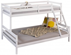 Poschodová posteľ  z masívu 90x200cm + 140x200cm Sully - biela