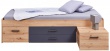 Študentská posteľ 90x200cm s výsuvným nočným stolíkom a úložným priestorom Skye - dub artisan/šedá
