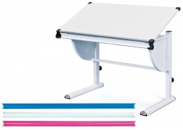 Detský funkčný stôl Curtis - biela (ružová+modrá)