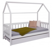 Domčeková posteľ II z masívu 90x200cm so zásuvkou Sully - biela