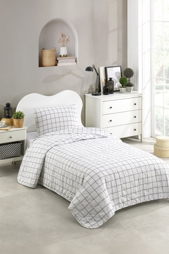 Prikrývka + vankúš 160x220 Black line - biela, čierna