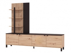 Obývacia stena Meredith - dub artisan/čierna