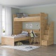 Poschodová posteľ s písacím stolom a schodíkmi Modular - dub