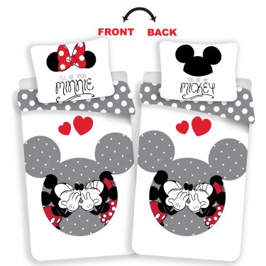 Obliečky Mickey a Minnie - love grey