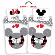 Obliečky Mickey a Minnie - love grey