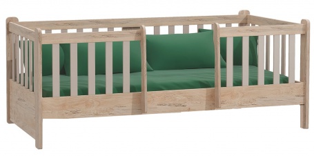 Montessori posteľ so zábranou Boom - dub, šedá