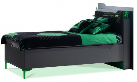 Posteľ s úložným priestorom 100x200 cm Diego - čierna, zelená