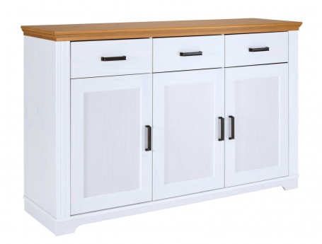 Kombinovaná komoda z masívu Malcolm - biela/dub
