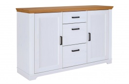 Kombinovaná komoda z masívu Malcolm - biela/dub
