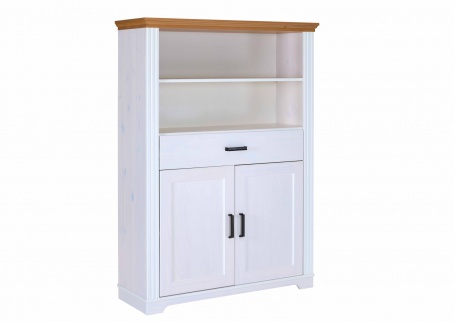 Kombinovaná komoda z masívu Malcolm - biela/dub