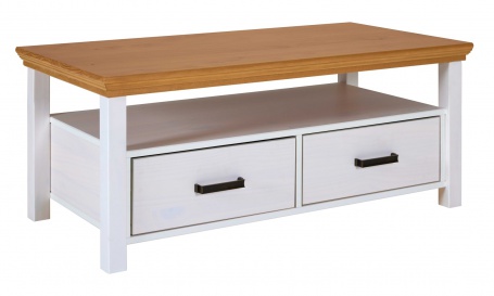 Konferenčný stolík z masívu Malcolm - biela/dub