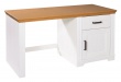 Písací stôl z masívu Malcolm - biela/dub