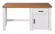 Písací stôl z masívu Malcolm - biela/dub