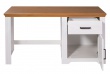Písací stôl z masívu Malcolm - biela/dub