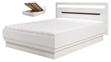 Manželská posteľ Irma 160x200cm s úložným priestorom - biela / wenge