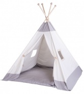 Veľký textilný stan TEEPEE 158x210cm - krémová / skandi sivá