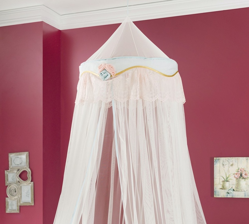 Nebesia nad posteľ rachel - biela/mintová.