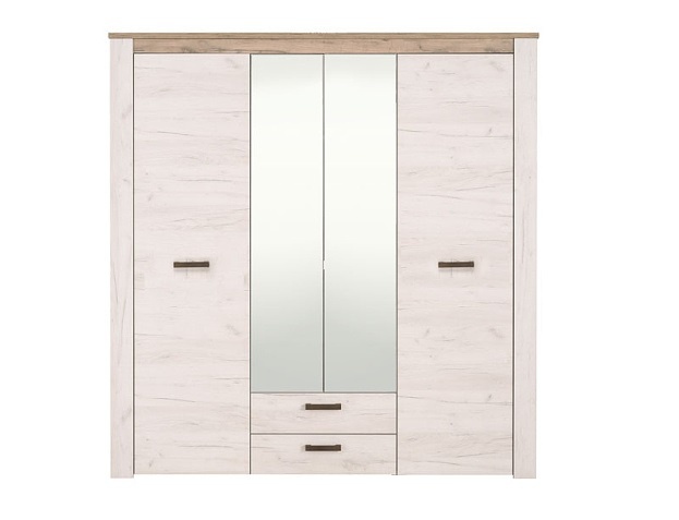 Štvordverová šatníková skriňa so zrkadlom henry - dub biely/dub šedý.

 

Skriňa dokáže pojať vaše všetko oblečenie.

 

Všetok nábytok patriaci do kolekcie Henry nájdete nižšie v súvisiacich produktoch.