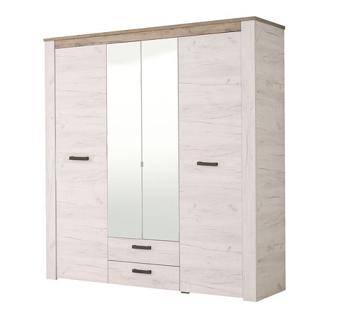 Štvordverová šatníková skriňa so zrkadlom henry - dub biely/dub šedý.

 

Skriňa dokáže pojať vaše všetko oblečenie.

 

Všetok nábytok patriaci do kolekcie Henry nájdete nižšie v súvisiacich produktoch.