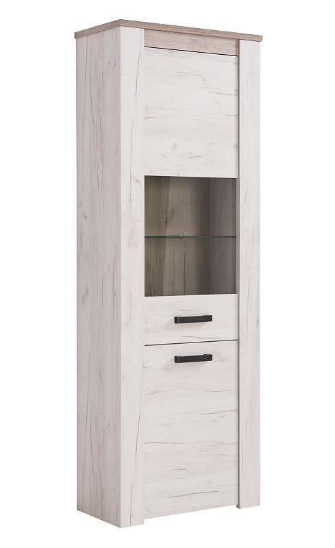 Presklená vitrína henry i - dub biely/dub šedý.

 

Vitrínu zdobia plastové úchytky, ktoré verne imitujú kov.

 

Dvierka možno namontovať na ľavú i pravú stranu. Rozmery presklené vitríny Henry I sú 68,5x36,5x195cm (š, h, v).

 

Všetok nábytok patriaci do kolekcie Henry nájdete nižšie v súvisiacich produktoch.

 

Krátka videoukážka vám priblíži vitrínu Henry.

 

 