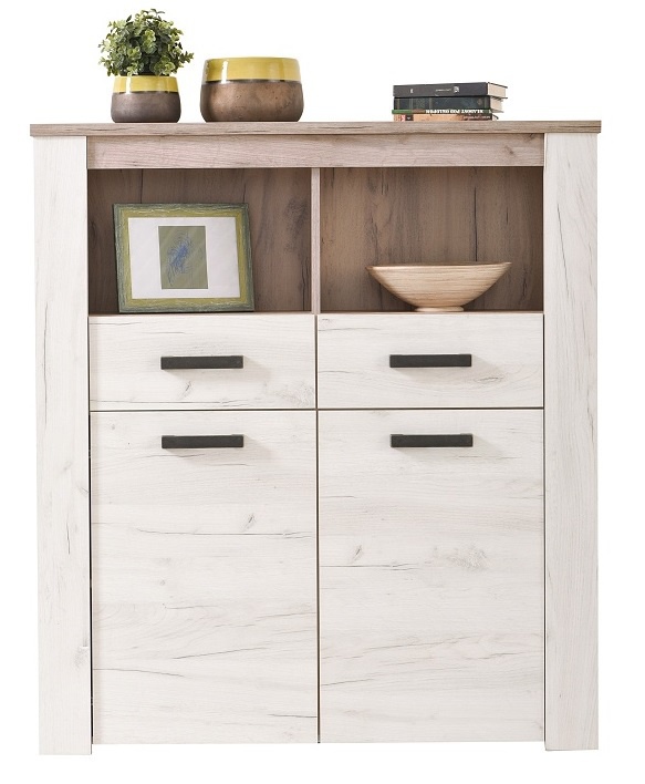 Široká vitrína henry - dub biely/dub šedý