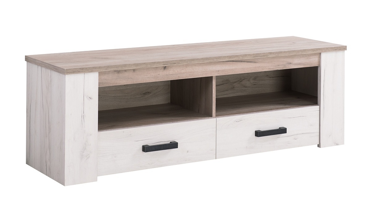 Televízny stolík henry - dub biely/dub šedý.

 

Stolík zdobia plastové úchytky, ktoré verne imitujú kov.

 

Všetok nábytok patriaci do kolekcie Henry nájdete nižšie v súvisiacich produktoch.

 

Krátka videoukážka vám priblíži televízny stolík Henry.

 

 