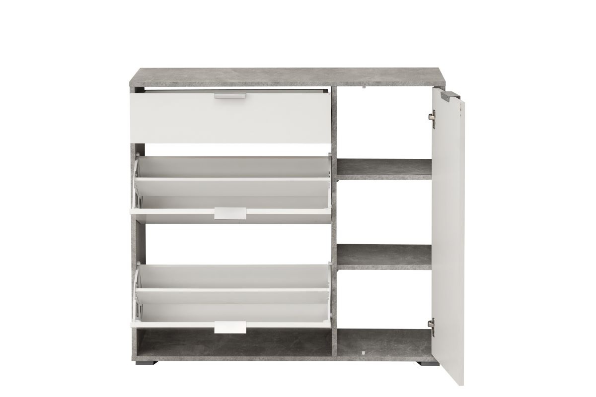 Kombinovaný botník triss - biela/beton.

 

Rozmery botníku Triss sú 102x94,5x33cm (š, v, h)

 

Ďalšie varianty botníkov Triss a iné súvisiace produkty nájdete nižšie.