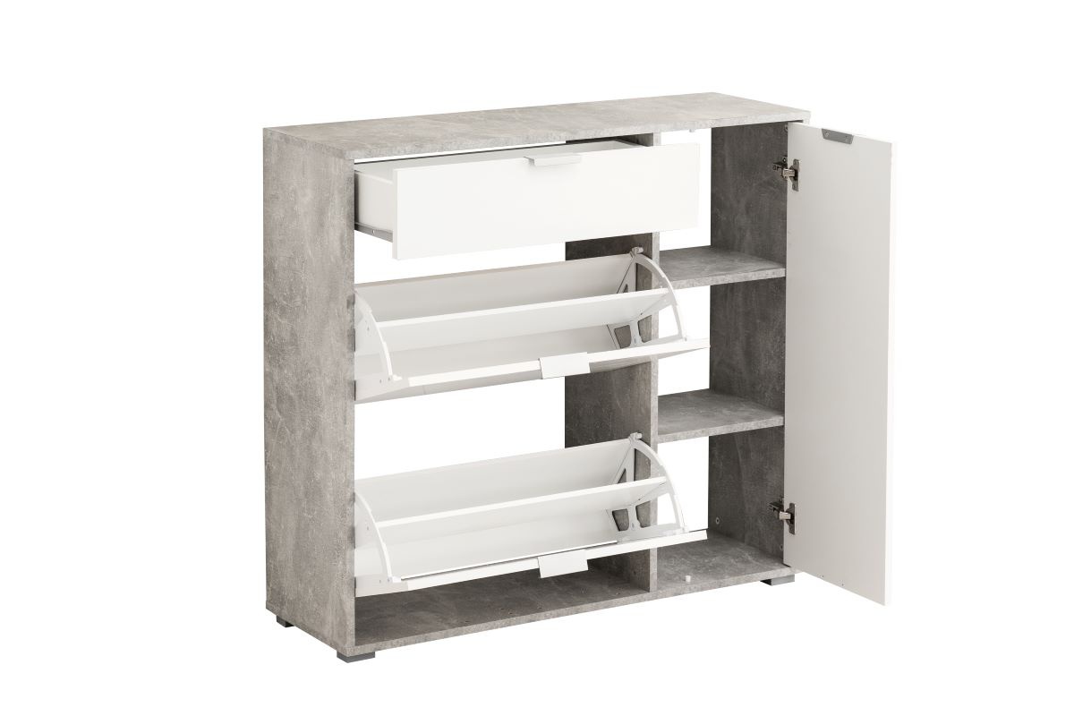 Kombinovaný botník triss - biela/beton.

 

Rozmery botníku Triss sú 102x94,5x33cm (š, v, h)

 

Ďalšie varianty botníkov Triss a iné súvisiace produkty nájdete nižšie.