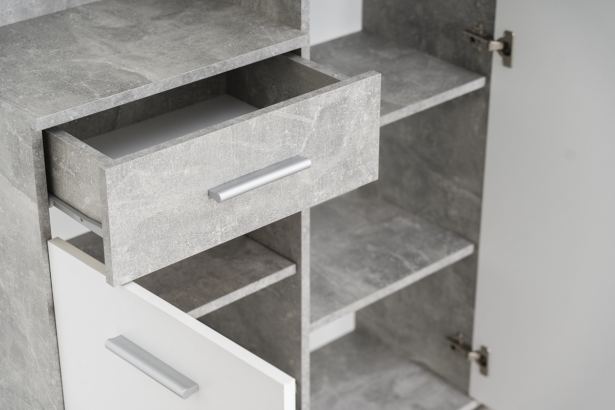 Predsieňová zostava madeline - biela/betón.

 

Policové časti skriniek poslúži na odloženie obuvi a na háčiky odložíte bundy, kabáty alebo šatky.

 

Predsieňovú zostavu Madeline v inom farebnom prevedení nájdete nižšie v súvisiacich produktoch.