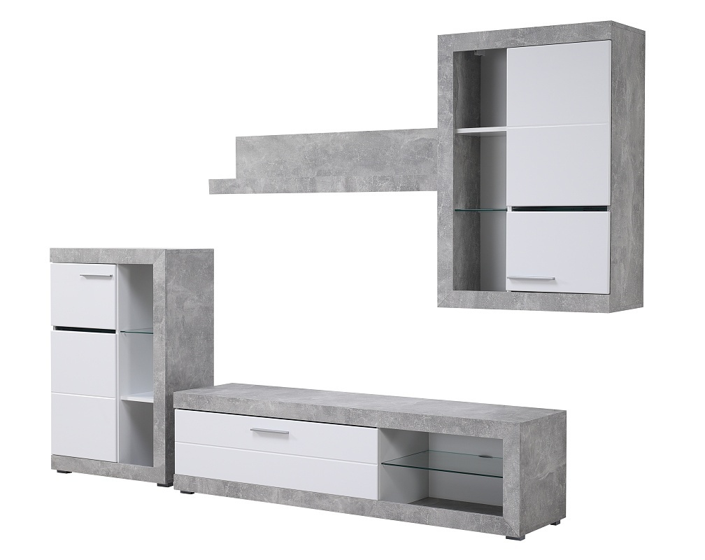 Obývacia stena jonah - biela/betón.

 

Televízny stolík sa skladá z výklopných dvierok a otvoreného priestoru s presklenou policou.

 

Stena je vyrobená z kvalitného lamina hrúbky 16mm, ktoré poteší nenáročnou údržbou a odolnosťou proti poškodeniu a vlhkosti.

 

Obývaciu stenu Jonah v inom farebnom prevedení nájdete nižšie v súvisiacich produktoch.