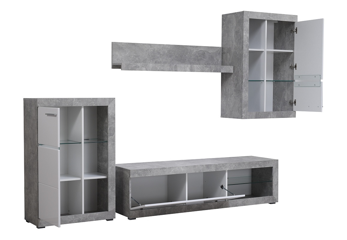 Obývacia stena jonah - biela/betón.

 

Televízny stolík sa skladá z výklopných dvierok a otvoreného priestoru s presklenou policou.

 

Stena je vyrobená z kvalitného lamina hrúbky 16mm, ktoré poteší nenáročnou údržbou a odolnosťou proti poškodeniu a vlhkosti.

 

Obývaciu stenu Jonah v inom farebnom prevedení nájdete nižšie v súvisiacich produktoch.