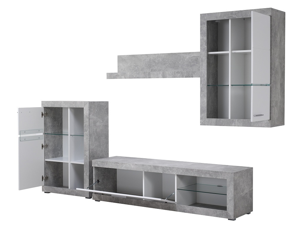 Obývacia stena jonah - biela/betón.

 

Televízny stolík sa skladá z výklopných dvierok a otvoreného priestoru s presklenou policou.

 

Stena je vyrobená z kvalitného lamina hrúbky 16mm, ktoré poteší nenáročnou údržbou a odolnosťou proti poškodeniu a vlhkosti.

 

Obývaciu stenu Jonah v inom farebnom prevedení nájdete nižšie v súvisiacich produktoch.