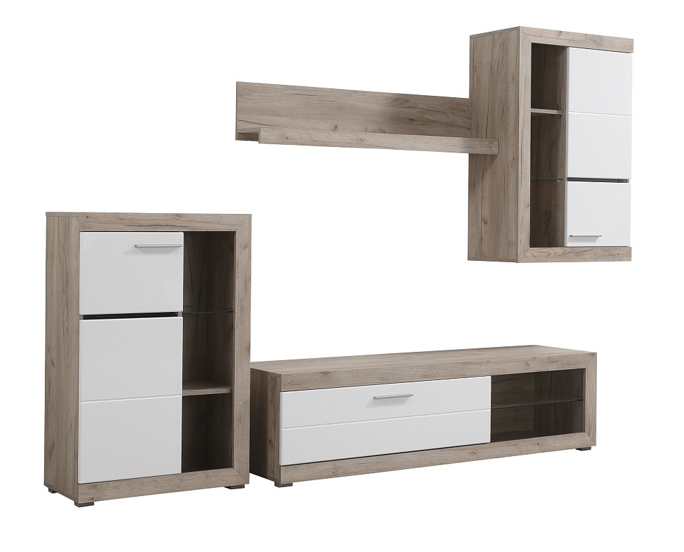 Obývacia stena jonah - biela/dub šedý.

 

Televízny stolík sa skladá z výklopných dvierok a otvoreného priestoru s presklenou policou.

 

Stena je vyrobená z kvalitného lamina hrúbky 16mm, ktoré poteší nenáročnou údržbou a odolnosťou proti poškodeniu a vlhkosti.

 

Obývaciu stenu Jonah v inom farebnom prevedení nájdete nižšie v súvisiacich produktoch.