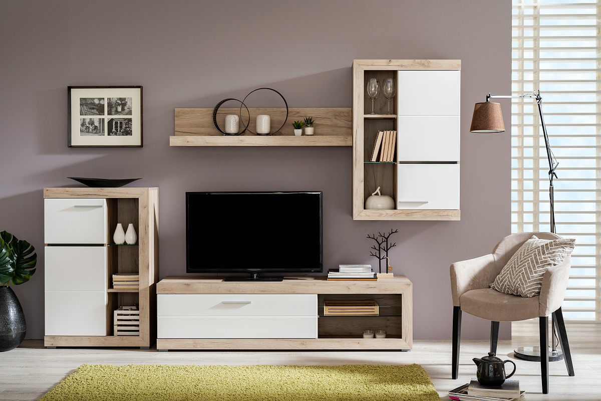 Obývacia stena jonah - biela/dub šedý.

 

Televízny stolík sa skladá z výklopných dvierok a otvoreného priestoru s presklenou policou.

 

Stena je vyrobená z kvalitného lamina hrúbky 16mm, ktoré poteší nenáročnou údržbou a odolnosťou proti poškodeniu a vlhkosti.

 

Obývaciu stenu Jonah v inom farebnom prevedení nájdete nižšie v súvisiacich produktoch.