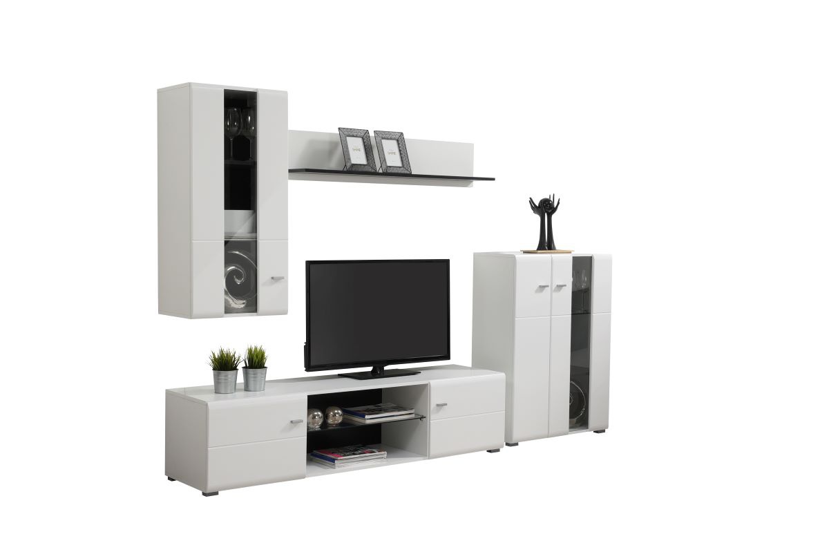 Obývacia stena goro - biela/dub čierny.

 

Spodné diely zostavy sú potom TV stolík a presklená komoda, ktoré stoja na nízkych nožičkách, čo prispieva k lepšej cirkulácii vzduchu v miestnosti.

 

K výrobe tejto obývacej zostavy bolo použité moderné lamino s hrúbkou 16mm, hranené melamínom, posilnené HDF 3mm, a nechýbajú ani ABS hrany.

 

Rozmery obývacej steny Goro sú, v prípade rozvrhnutie nábytku ako na fotografii, 264x182x41,5cm (š, v, h)

 

Ďalšiu inšpiráciu pre vybavenie obývacej izby nájdete v súvisiacich produktoch nižšie.