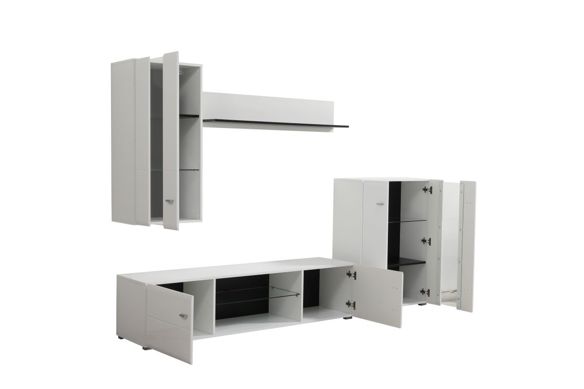 Obývacia stena goro - biela/dub čierny.

 

Spodné diely zostavy sú potom TV stolík a presklená komoda, ktoré stoja na nízkych nožičkách, čo prispieva k lepšej cirkulácii vzduchu v miestnosti.

 

K výrobe tejto obývacej zostavy bolo použité moderné lamino s hrúbkou 16mm, hranené melamínom, posilnené HDF 3mm, a nechýbajú ani ABS hrany.

 

Rozmery obývacej steny Goro sú, v prípade rozvrhnutie nábytku ako na fotografii, 264x182x41,5cm (š, v, h)

 

Ďalšiu inšpiráciu pre vybavenie obývacej izby nájdete v súvisiacich produktoch nižšie.