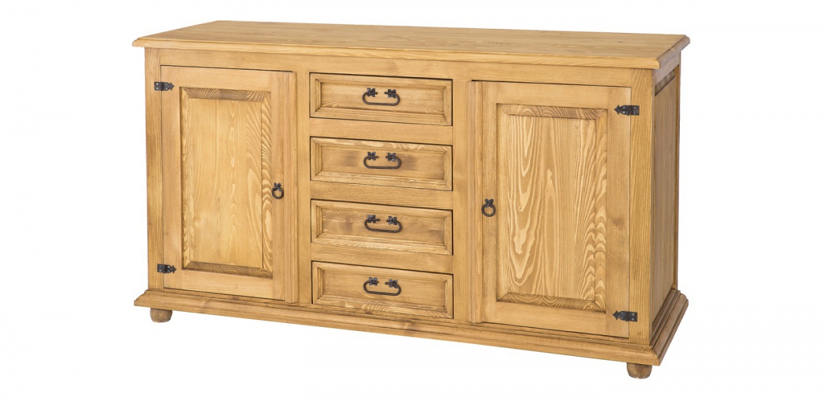 Drevená komoda kombinovaná com 21 - k02 - tmavá borovica.