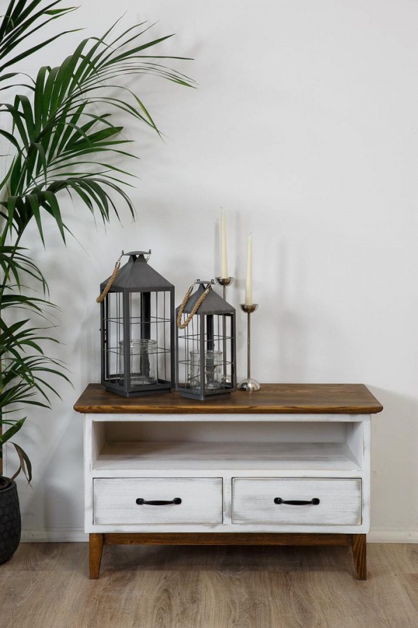 Masívny televízny stolík skn 32 - k16 antická biela.