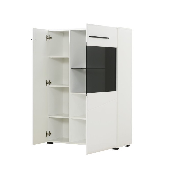 Vitrína široká heber - biela/čierna.

 

Ak by ste chceli objednať vitrínu s osvetlením, máme túto variantu zobrazenú v súvisiacich produktoch, spoločne s ostatnými prvkami tejto kolekcie.