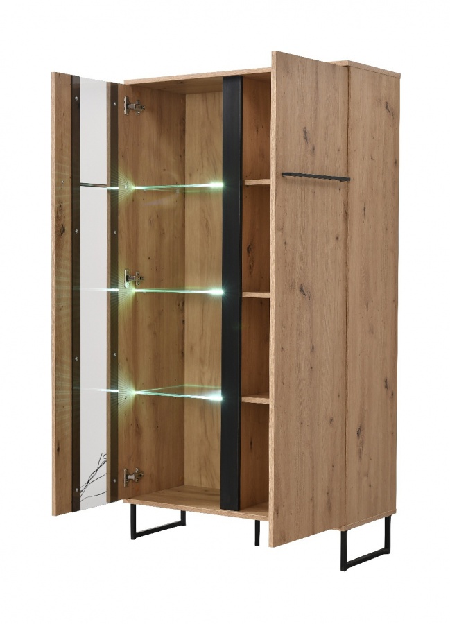 Obývacia stena s osvetlením nathan - dub artisan/čierna.

 

Malá obývacia stena sa skladá z:

- tv stolík s osvetlením (170,5x54x42cm - š, v, h)

- nízka vitrína s osvetlením (84,5x153,5x35cm - š, v, h)

- závesný regál s osvetlením (50x137,528cm ​​- š, v, h)

- osvetlenie k tv a vitríne

 

Televízny stolík z kolekcie Nathan je podlhovastý a jeho prednosťou sú bočné skrinky (bez políc).

 

Pokiaľ chcete obývaciu izbu oživiť nábytkom v prírodnom odtieni, odporúčame kolekciu Nathan, ktorá vás svojím prevedením nesklame a zútulnia vašu domácnosť.