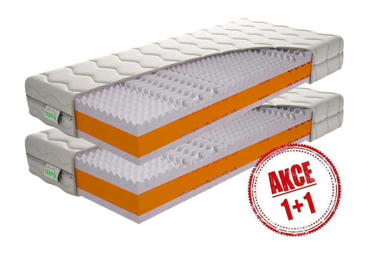 Penový matrac kerin 1+1 zdarma - 80x200cm.

 

Poťah TRIMTEX

Poťah je vyrobený zo 100% polyesteru, je príjemný na dotyk, navyše látka má špeciálnu úpravu proti tvoreniu žmolkov, má vysokú absorpciu vlhkosti a rýchlo ju odparuje.

PUR Pena

Vyniká svojou výbornou elasticitou, tvarovou stálosťou a dlhou životnosťou.

 

Matrac je teraz zaradená do akcie 1 + 1 Zdarma, tzn.

 

U matracov širších 160cm, a tiež matracov všetkých atypických rozmerov, sme nútení požadovať od zákazníka zálohu vo výške 20% z ceny.
