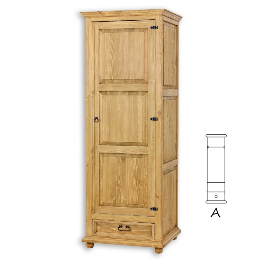 Úzka skriňa so šatníková tyčou szy 02a - k16 antická biela.