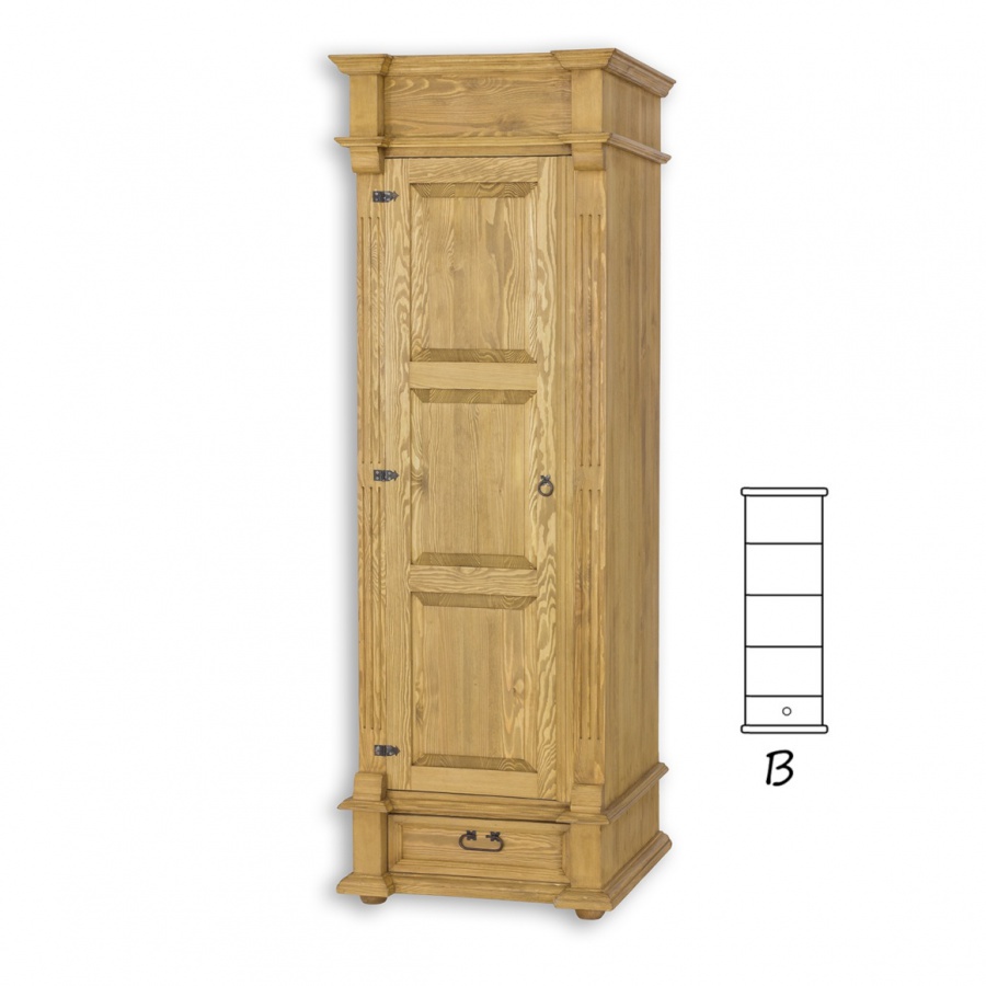 Úzka skriňa policová sedliacka szy 05b - k17 biely vosk.