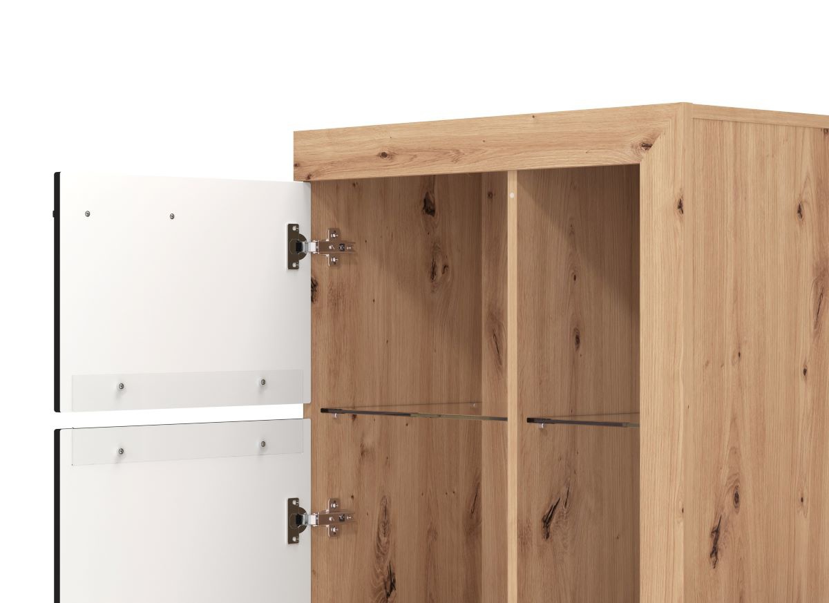 Obývacia stena jonah - čierna/dub artisan.

 

Televízny stolík sa skladá z výklopných dvierok a otvoreného priestoru s presklenou policou.

 

Stena je vyrobená z kvalitného lamina hrúbky 16mm, ktoré poteší nenáročnou údržbou a odolnosťou proti poškodeniu a vlhkosti.

 

Obývaciu stenu Jonah v inom farebnom prevedení nájdete nižšie v súvisiacich produktoch.