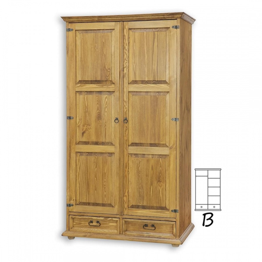 Skriňa s policami a tyčou sedliacka szy 101b slim - k02 tmavá borovica.