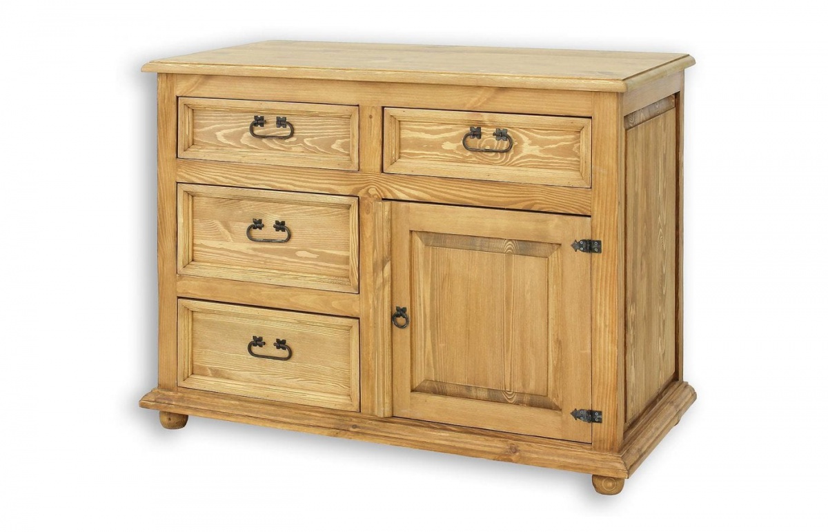 Drevená sedliacka komoda com 103 slim - k17 - biely vosk.