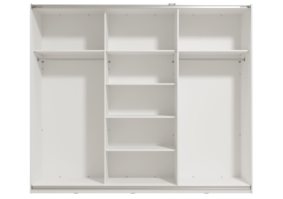 Trojdverová posuvná skriňa so zrkadlom auri 270 - biela/biela lesk.

 

Ku skrini môžete dokúpiť spomaľovače dojazdu dverí či vonkajší rám s osvetlením.

 

Rozmery trojdverovej šatníkovej skrine Auri so zrkadlom sú 262,5x224x65,5cm (š, v, h).

 

Doplnkový sortiment, rovnako ako ďalšie odporúčaný nábytok nájdete v súvisiacom tovaru nižšie.