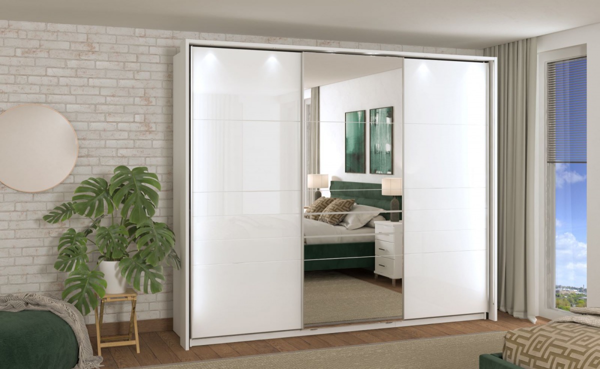 Trojdverová posuvná skriňa so zrkadlom auri 270 - biela/biela lesk.

 

Ku skrini môžete dokúpiť spomaľovače dojazdu dverí či vonkajší rám s osvetlením.

 

Rozmery trojdverovej šatníkovej skrine Auri so zrkadlom sú 262,5x224x65,5cm (š, v, h).

 

Doplnkový sortiment, rovnako ako ďalšie odporúčaný nábytok nájdete v súvisiacom tovaru nižšie.