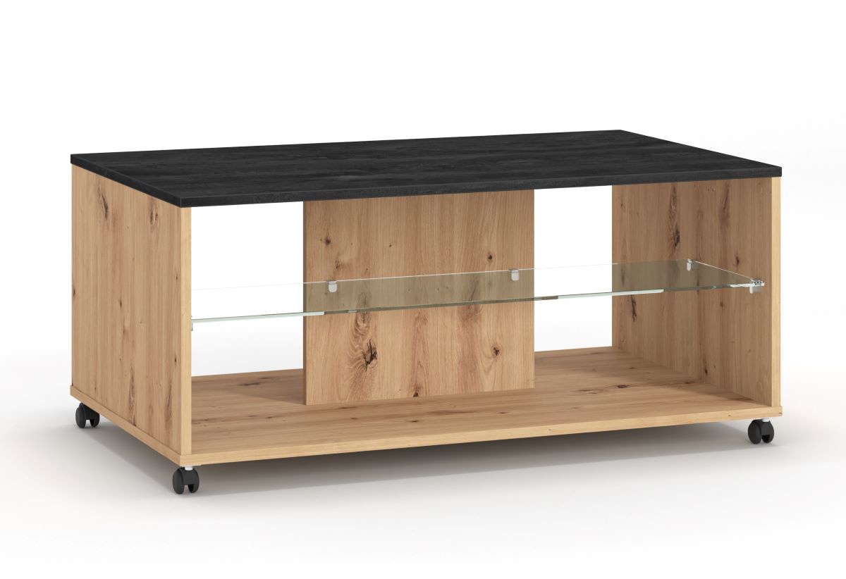 Konferenčný stolík eira - dub artisan/čierna.

 

Rozmery konferenčného stolíka Eira sú 101x45x60 cm (š, v, h).